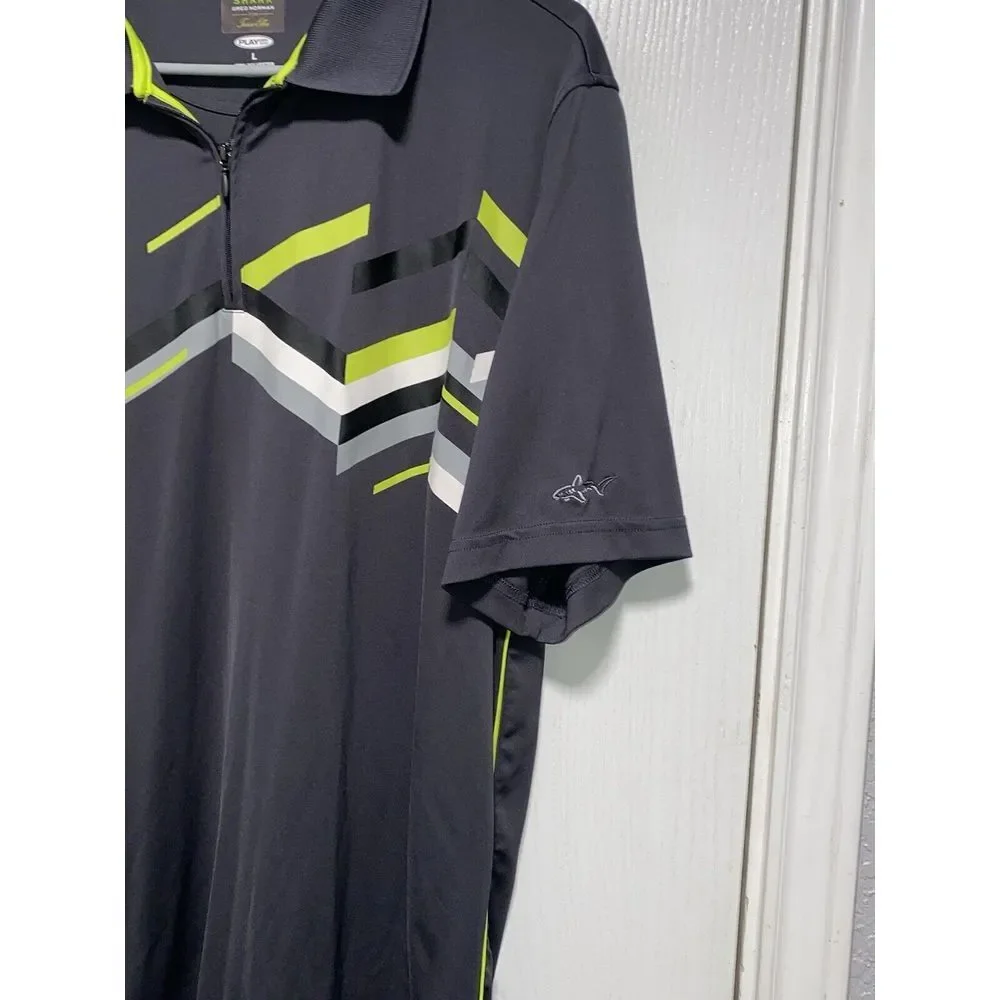 Greg Norman For Tasso Elba Black Large Play dry Polo 1/4 Zip Golf‎
